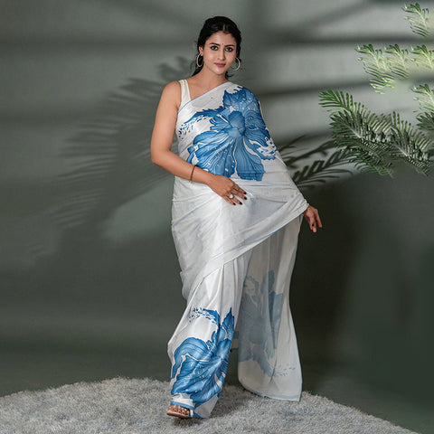The Ethereal Bloom - Luxe Japan Satin Saree