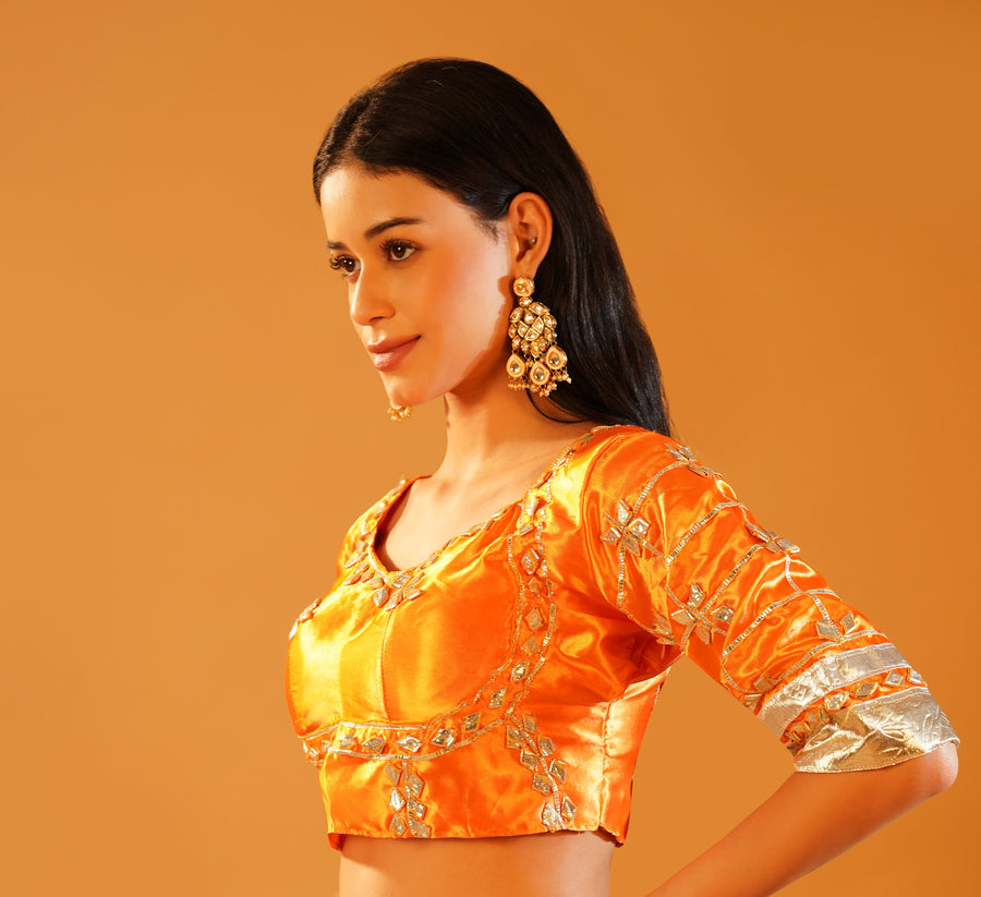Baisa’s Grace - Heavy Aangi Blouse & Multicolour Chiffon Bandhani Saree