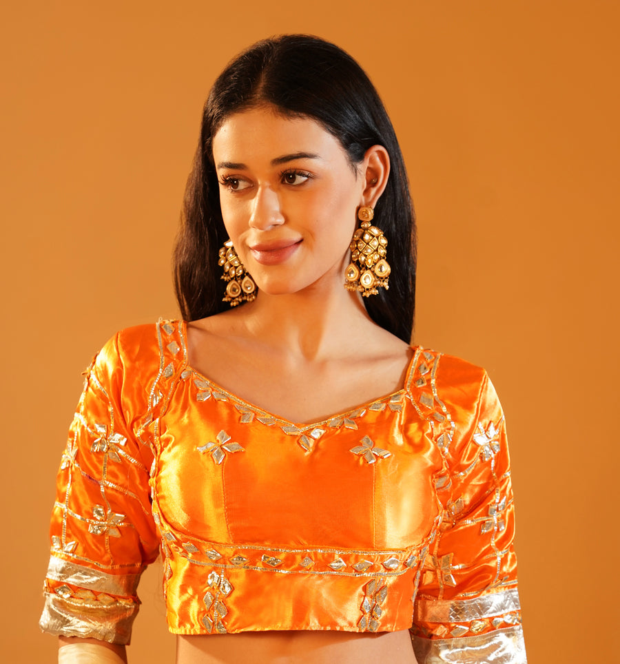Baisa’s Grace - Heavy Aangi Blouse & Multicolour Chiffon Bandhani Saree