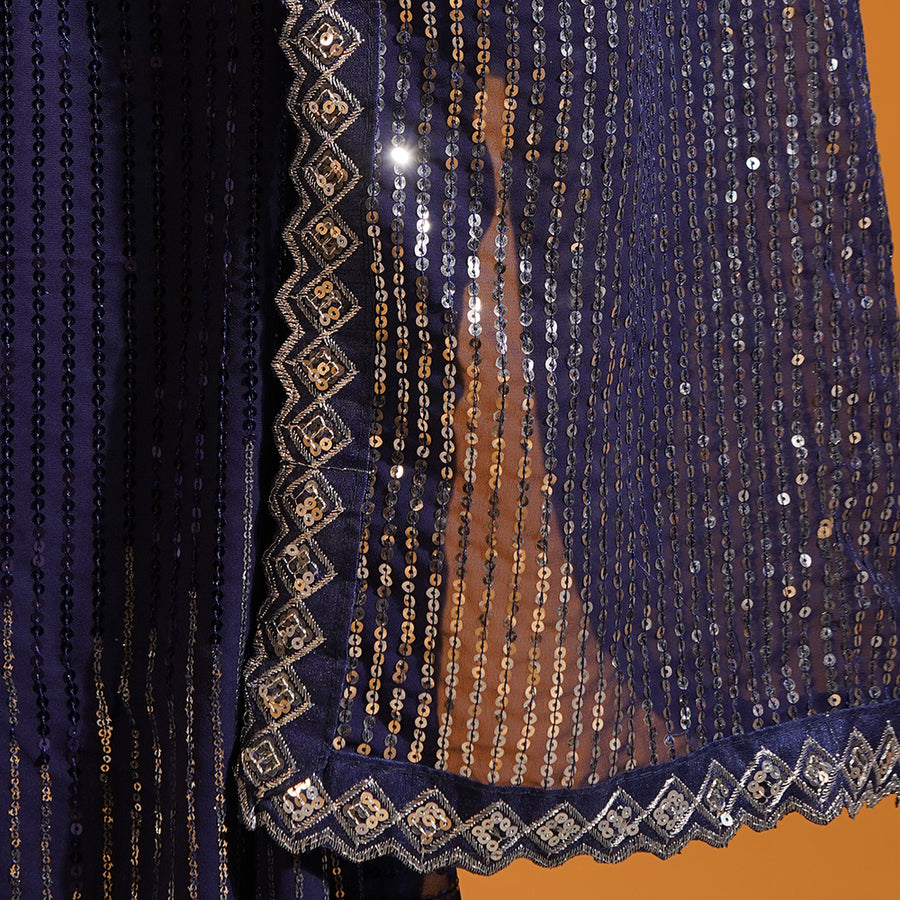 The Twilight Shimmer Georgette Saree