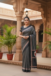 The Noir Empress - Satin Silk Saree