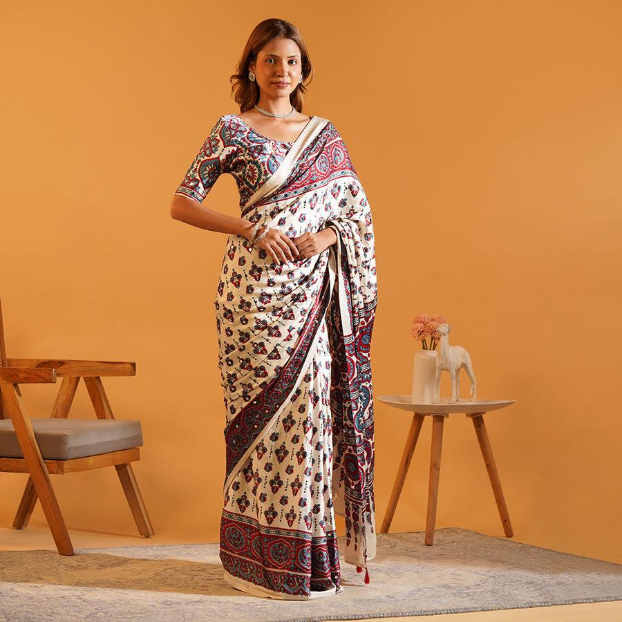 Sheesh Mahal Heritage Mirror Work Modal Silk Saree