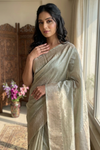 Sage &amp; Gold Chanderi Saree
