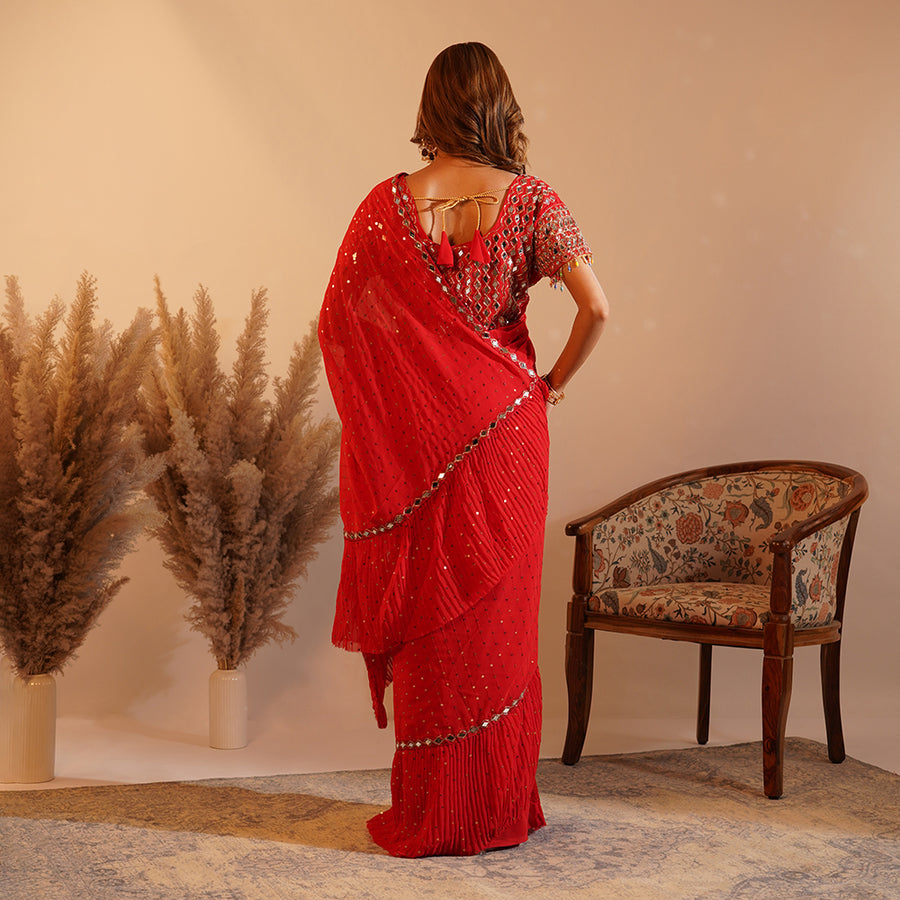 Rosette Mirror Elegance Saree
