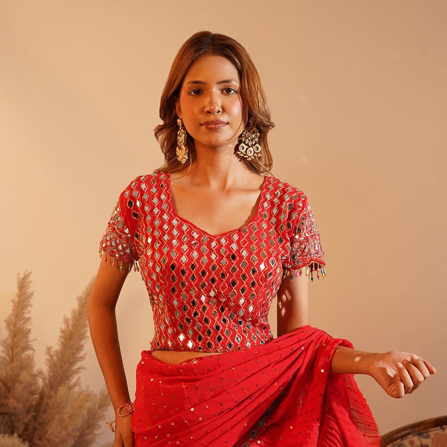 Rosette Mirror Elegance Saree
