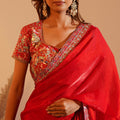 Crimson Heritage - Fandy Satin Silk Saree