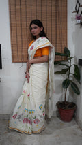 The Royal Gaj-Kusum - Hand-Painted Liva Saree