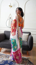 Baisa’s Grace - Heavy Aangi Blouse & Multicolour Chiffon Bandhani Saree