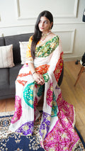 Baisa’s Grace - Heavy Aangi Blouse & Multicolour Chiffon Bandhani Saree