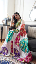 Baisa’s Grace - Heavy Aangi Blouse & Multicolour Chiffon Bandhani Saree