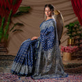 Indigo Vriksha - kairi buti hand-blocked cotton saree