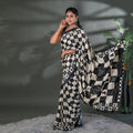 The Checkmate Charisma - Signature Japan Satin Saree