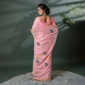 Aura of Art - Blush Pink Hand-Painted Cotton Saree