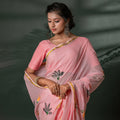 Aura of Art - Blush Pink Hand-Painted Cotton Saree
