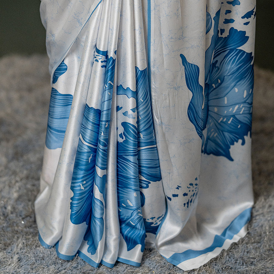 The Ethereal Bloom - Luxe Japan Satin Saree