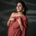 The Glace Flora - Scalloped Satin Crush Saree
