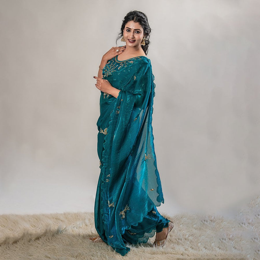 The Suvarna Mrig - Embellished Barasingha Space Silk Saree
