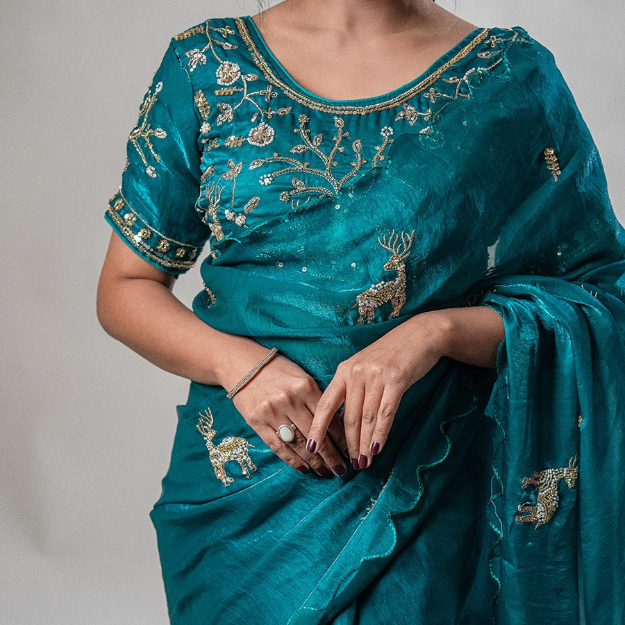 The Suvarna Mrig - Embellished Barasingha Space Silk Saree