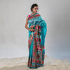 Cyan Chic - Digital Print Zarna Silk Drape