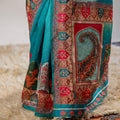 Cyan Chic - Digital Print Zarna Silk Drape
