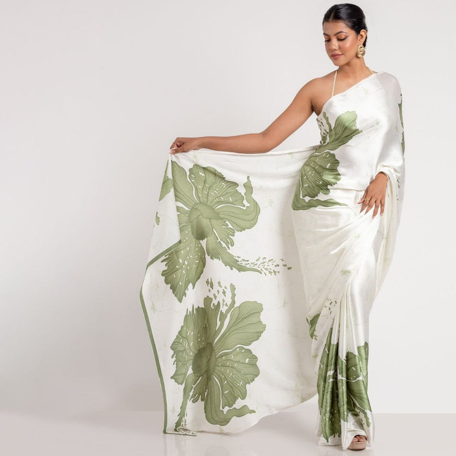 The Ethereal Bloom - Luxe Japan Satin Saree