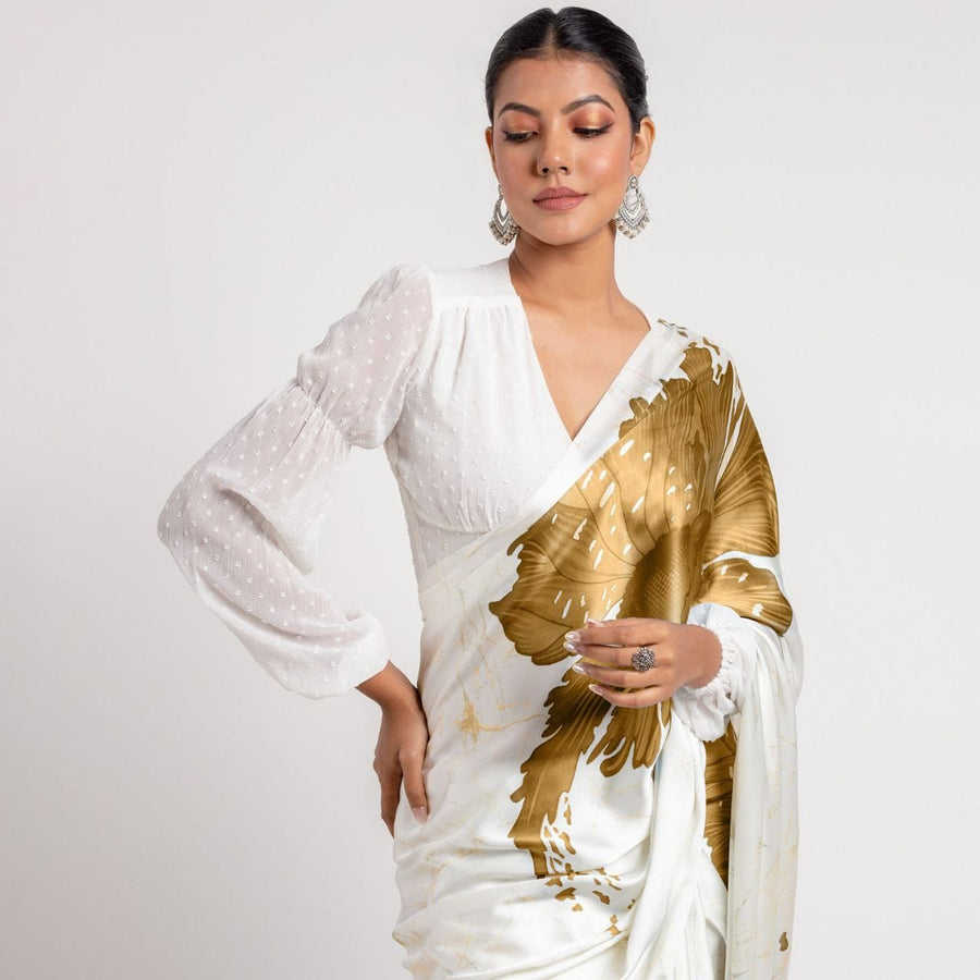 The Ethereal Bloom - Luxe Japan Satin Saree
