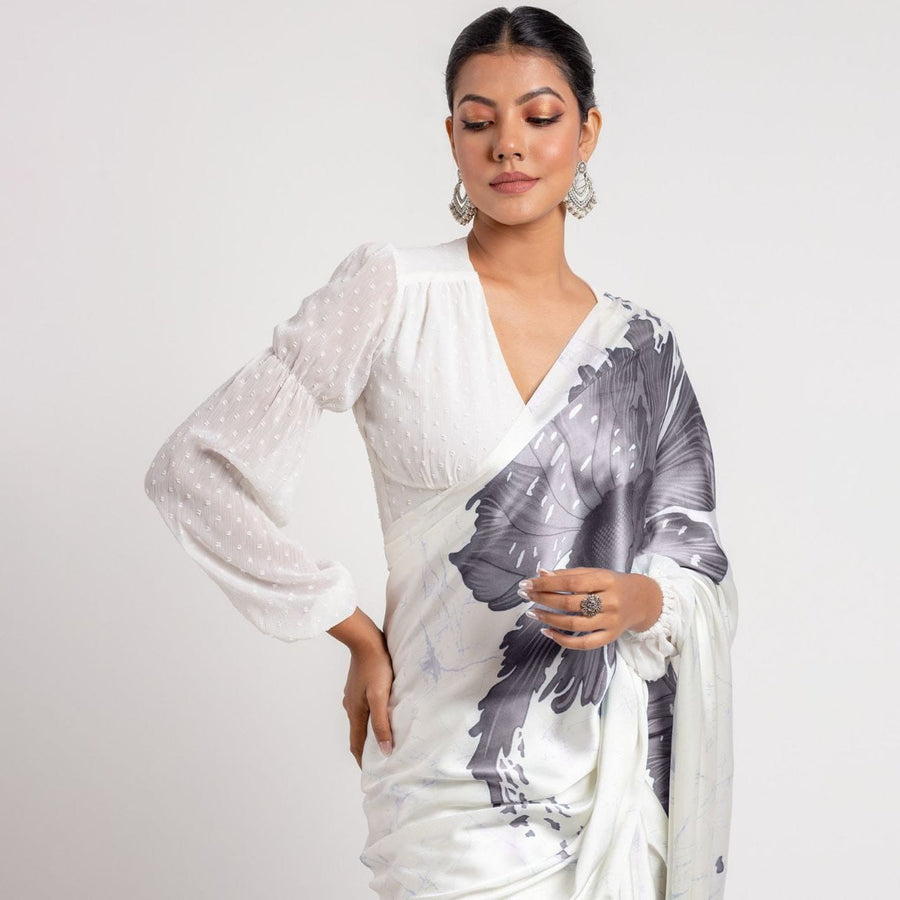 The Ethereal Bloom - Luxe Japan Satin Saree
