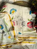 The Royal Gaj-Kusum - Hand-Painted Liva Saree
