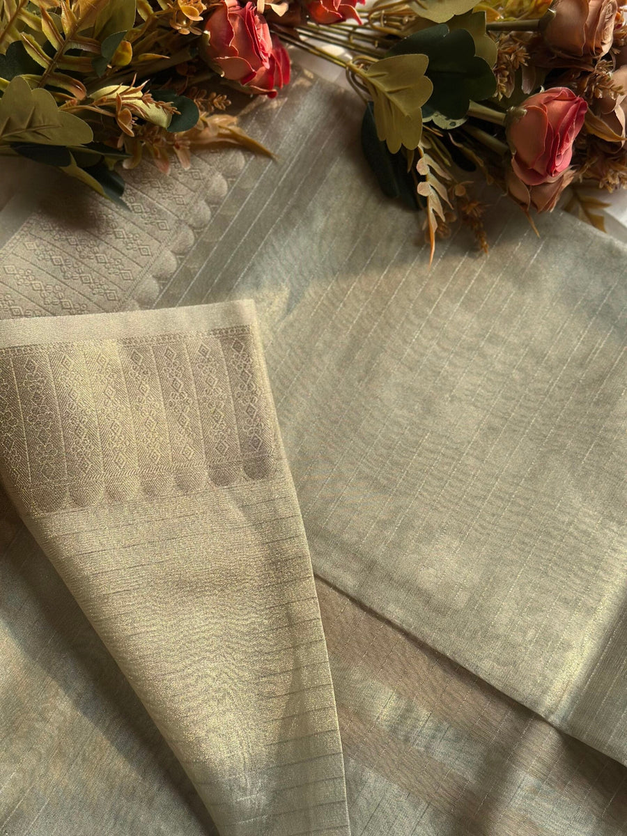 Sage &amp; Gold Chanderi Saree