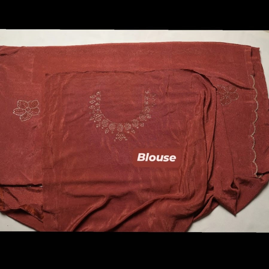 The Glace Flora - Scalloped Satin Crush Saree