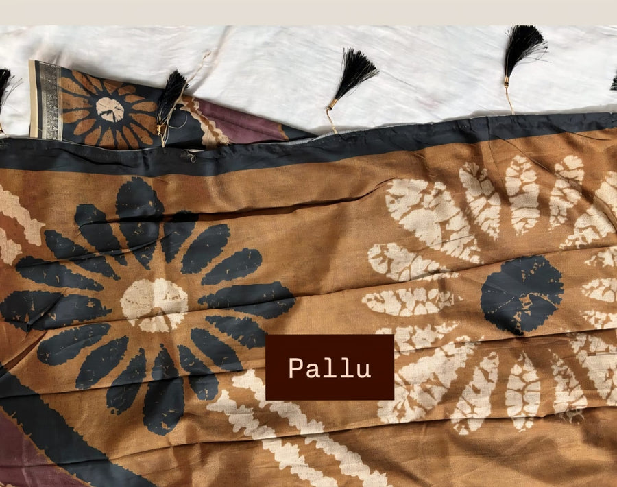 The Boho-Chic Batik - Soft Silk Fusion Saree