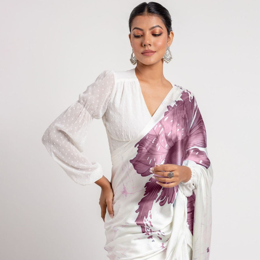 The Ethereal Bloom - Luxe Japan Satin Saree