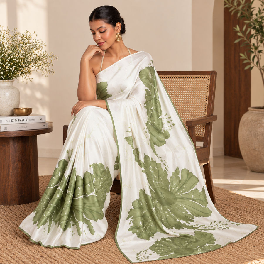 The Ethereal Bloom - Luxe Japan Satin Saree