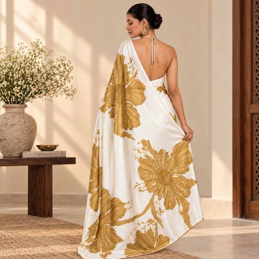 The Ethereal Bloom - Luxe Japan Satin Saree
