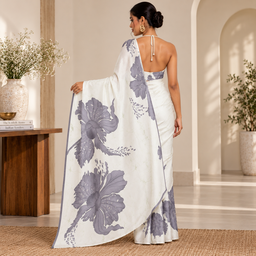 The Ethereal Bloom - Luxe Japan Satin Saree