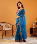 Mayur Pankh - Crushed Silk Saree with Contrast Embroidered Blouse