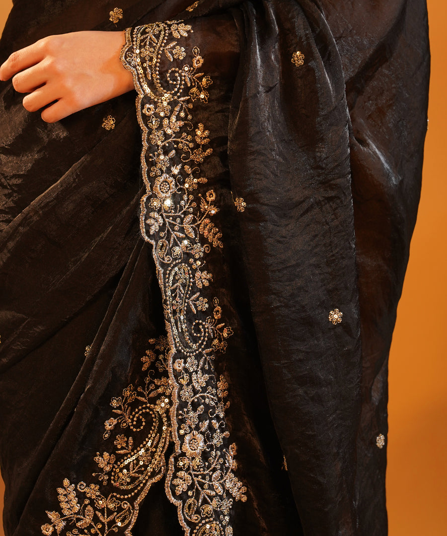 Kohl & Gold - Sequins Embroidered Saree with Designer Blouse