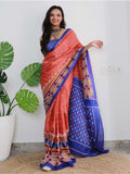 Coral Twilight - Ikkat Inspired Soft Cotton Saree