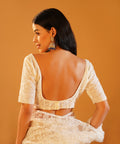 Snow Pearl - Embroidered Net Saree