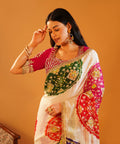 Baisa’s Grace - Heavy Aangi Blouse & Multicolour Chiffon Bandhani Saree