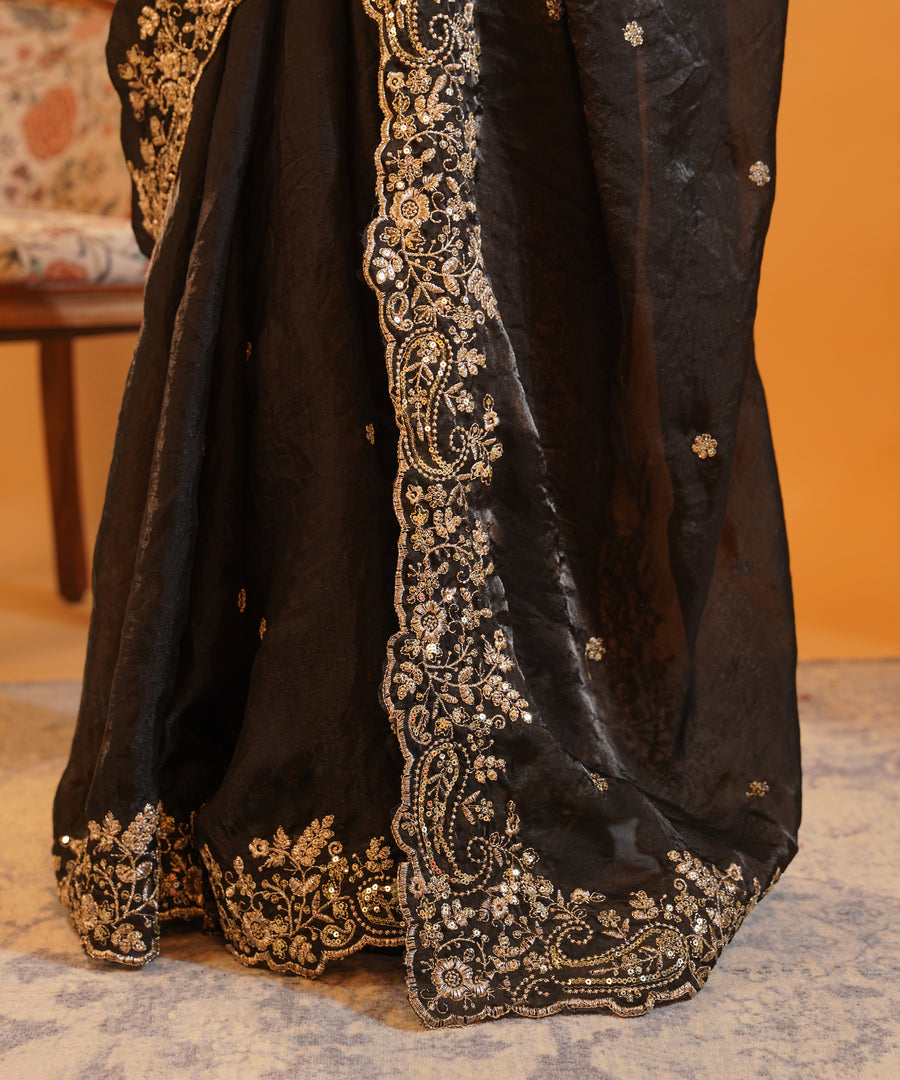 Kohl & Gold - Sequins Embroidered Saree with Designer Blouse
