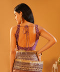 Baadshahi Mauve - Embroidered Twill Net Saree with Silk Jacquard Blouse