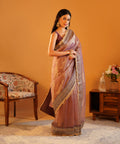 Baadshahi Mauve - Embroidered Twill Net Saree with Silk Jacquard Blouse