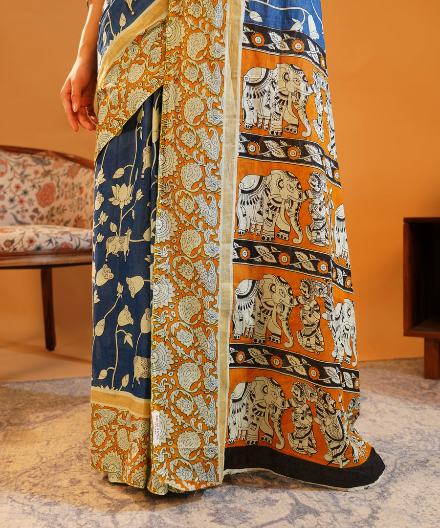 Gaj Mohini - Kalamkari Mul Cotton Saree