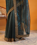 Band Baaja & Bling - Soft Twill Net Saree with Jari Dori Sequins Embroidered Velvet Border