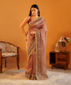 Baadshahi Mauve - Embroidered Twill Net Saree with Silk Jacquard Blouse