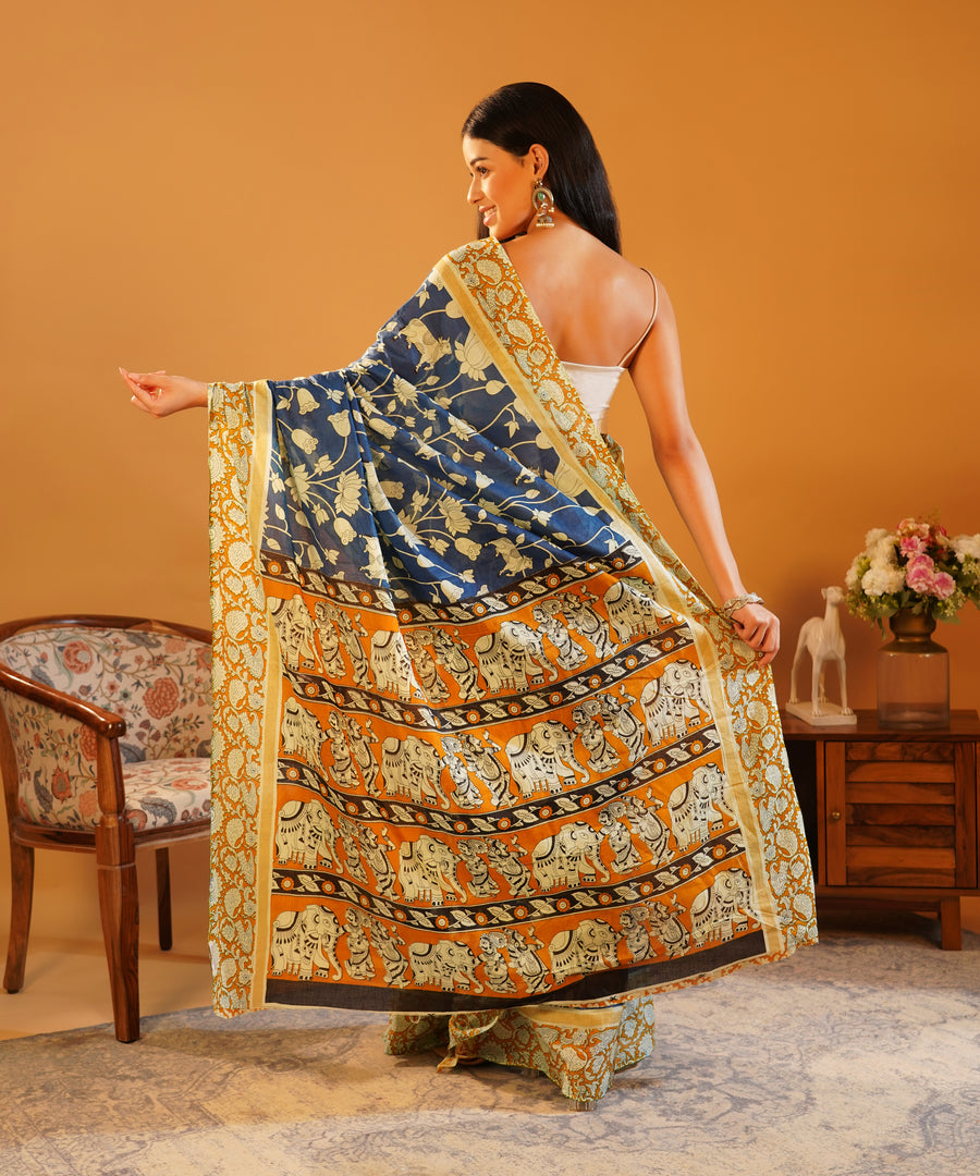 Gaj Mohini - Kalamkari Mul Cotton Saree