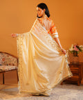 Rang-e-Aangi - Tangerine Orange Aangi Blouse & Ivory Chinon Gota Patti Saree