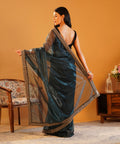 Band Baaja & Bling - Soft Twill Net Saree with Jari Dori Sequins Embroidered Velvet Border