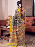 Surajmukhi - Black & Yellow Floral Cotton Drape